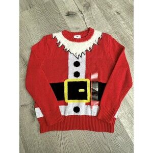 NEW Well Worn-Holiday Boys'-Size XS-RED Christmas Santa Clause Ugly Sweater